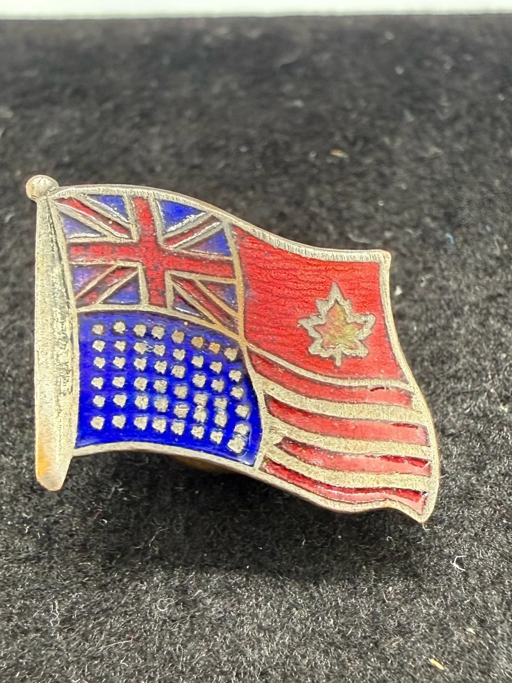 Vintage RECO Canada USA UK Enamel Flag Pin C Lamond & Fils Patriotic Lapel Pin